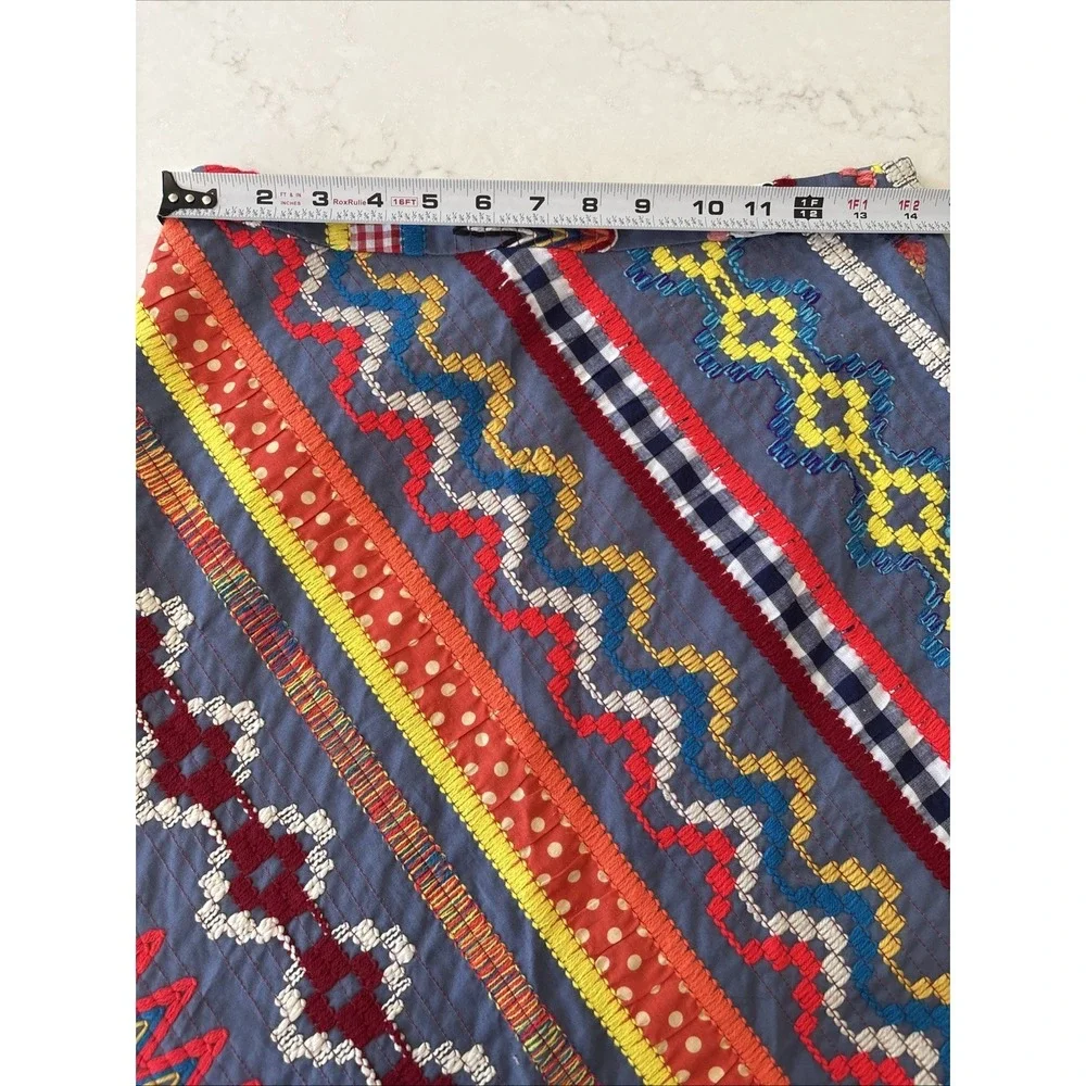 TORY BURCH Sz 2 CLEMENTE Bohemian MAXI Skirt Chevron Boho Embroidered‎ Patchwork